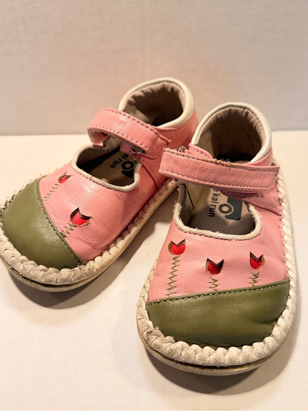 See Kai Run RARE Olive & Pink Tulip Mary Jane Early 2000’s 7